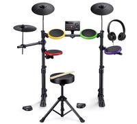 Donner Batería eléctrica DED-70SE con 150 sonidos, 4 almohadillas de malla silenciosas, platillos de 9 pulgadas, MIDI USB, puerto tipo C, trono, auriculares, palos, lecciones de melódica, altura