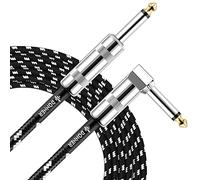 Donner Cable de guitarra de 3 m, cable AMP de bajo eléctrico de 1/4 pulgadas, ángulo recto a cable de instrumento recto, color negro y blanco