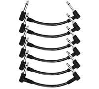 Donner Cable Patch para Guitarra 15 CM para Guitarra/Pedal de Efectos, Cable en Angulo de 6.35mm para Pedales de Efectos Guitarra/Bajo, Negro Pack 6