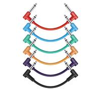 Donner Cables Colores para Guitarra 15 CM TS 1/4 "en Ángulo Recto a TS 1/4" en Ángulo Recto Pack 6