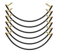 Donner Cables Patch para Guitarra, Ángulo Recto, 30 cm, Cables de Instrumento 6,35 mm para Pedales de Efecto, Paquete de 6