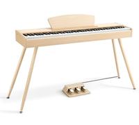 Donner DDP-80 Teclado de Piano Digital 88 Teclas, Acción de Martillo II, Piano Eléctrico para Hogar con Soporte, Triple Pedal, Conexión MIDI y Auriculares, Color Madera Clara