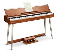 Donner DDP-80 PLUS Piano Digital 88 Teclas Contrapesadas, Piano Eléctrico para Hogar, Soporte USB-MIDI y Auriculares, Tapa Semiabierta, Pedal Triple Metálico, Adaptador de Corriente