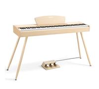 Donner DDP-80 Teclado de Piano Digital 88 Teclas, Acción de Martillo II, Piano Eléctrico para Hogar con Soporte, Triple Pedal, Conexión MIDI y Auriculares, Color Madera Clara