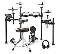 Donner DED-200X Batería electrónica con almohadillas de malla silenciosas, 2 platillos con estrangulador, 31 kits y más de 450 sonidos, trono, auriculares, baquetas, USB MIDI (5 pads, 4 platillos)