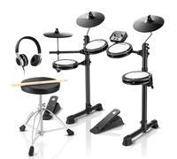 Donner DED-80 Batería Electrónica Musical de 7 Piezas con Parches de Malla,180 sonidos,Drum Throne, Headphone, Sticks,Kids Christmas Birthday Gift, 40 Melodics Lessons