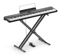 Donner DEP-05 Piano digital de 88 teclas con teclado semipesado sensible a la velocidad, teclado eléctrico portátil con soporte en X desmontable y pedal para principiantes, USB-MIDI inalámbrico, negro