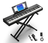 Donner Piano Eléctrico Digital 88 Teclas, Mitad Contrapesadas Teclas, Teclado Musical Adecuado para Principiantes con Soporte de Piano Desmontable y Pedal Triple, DEP-10S, Retro, Negro