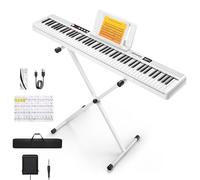 Donner DEP-1 Piano Keyboard de 88 teclas, teclado digital para principiantes, teclas dinámicas, piano electrónico portátil con soporte, pedal de sostenimiento, bolsa de transporte y adhesivo para