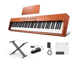 Donner DEP-1S Piano Digital de 88 Teclas Sensibles a la Velocidad, Teclado Eléctrico Portátil para Principiantes con Bluetooth, 128 Sonidos y 8 Canciones Demo, Incluye Soporte, Pedal y Adaptador de Co