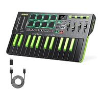 Donner DMK25 Pro - Controlador de teclado MIDI, 25 miniclaves, controlador portátil USB-C MIDI con 8 almohadillas de batería, pantalla OLED, barra táctil personalizada, software de producción musical
