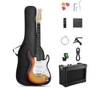 ♪Donner DST-80 Guitarra eléctrica SSS vetas de madera amplificador y accesorios