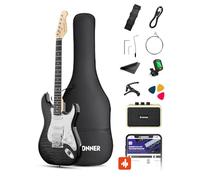 Donner DST-90 Guitarra Eléctrica 39 Pulgadas, Kit de Guitarra Eléctrica para Principiantes con Amplificador, Pastillas HSS, Funda, Afinador, Cejilla, Correa, Cuerdas, Cable y Púas, Black Burst