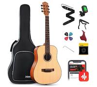 Donner Guitarra Acústica 3/4 para Adulto Principiante Guitarra Kit 36 Pulgadas Dreadnought de Abeto Caoba con Funda Correa Cejilla Cuerdas Afinador Natural
