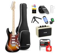 Donner Guitarra Electrica, Kit Guitarra Electrica de Tamaño Completo HSS Pickup Coil Split, Guitarras Electricas Set Adultos con Amplificador, Bolsa, Accesorios, DST-152S Sunburst
