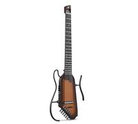 Donner HUSH C Guitarra clásica electroacústica de nailon - Guitarra de viaje ultraligera con afinador, preamplificador HPS-II, salida de auriculares y soporte de liberación rápida - Sunburst