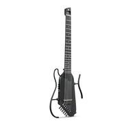 Donner HUSH C Guitarra clásica electroacústica de nailon - Guitarra de viaje ultraligera con afinador, preamplificador HPS-II, salida de auriculares y soporte de liberación rápida - Negro