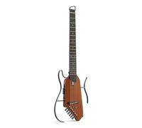 Donner HUSH-I EVO2 Guitarra Acústica-Eléctrica de Viaje, Ultraligera, sin Clavijero, con Afinador Integrado, Soportes Desmontables y Salida para Auriculares - Natural