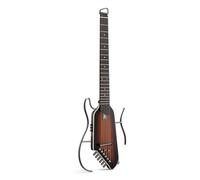 Donner HUSH I EVO2 Guitarra Acústica-Eléctrica de Viaje, Ultraligera, sin Clavijero, con Afinador Integrado, Soportes Desmontables y Salida para Auriculares - Sunburst