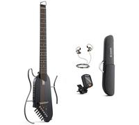 Donner HUSH-I Travel Guitar - Guitarra Acústica Eléctrica Portátil, Ultraligera, Silenciosa, Cuerpo de Arce con Soporte Desmontable, Bolsa de Transporte y Accesorios