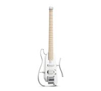 Donner HUSH-X Kit de Guitarra Eléctrica - Guitarra Headless Ultraligera, Ideal para Viajar y Practicar, Cuerpo Macizo de Caoba con Marcos de Montaje Fáciles, Todos los Accesorios, Blanco Metálico
