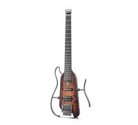 Donner HUSH-X Kit de Guitarra Eléctrica - Guitarra Headless Ultraligera, Ideal para Viajar y Practicar, Cuerpo Macizo de Caoba con Marcos de Montaje Fáciles, Todos los Accesorios, Sunburst