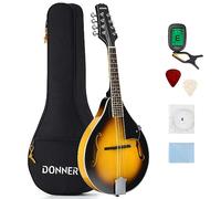 Donner Instrumento de mandolina estilo A con 8 cuerdas para principiantes adultos caoba bolsa sintonizador púas Sunburst (DML-1)