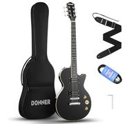 Donner Kit de Guitarra Eléctrica LP Tamaño Completo con Bolsa, Correa, Cable (Negro, DLP-124B)