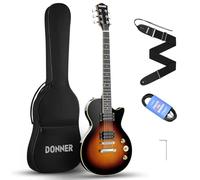 Donner Kit de Guitarra Eléctrica LP Tamaño Completo con Bolsa, Correa, Cable (Sunburst, DLP-124S)