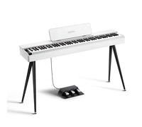 Donner DDP-80 Teclado de Piano Marrón Madera Digital 88 Teclas Ponderadas, Acción de Martillo II, Doméstico de Tamaño Completo con Soporte, Triple Pedal, Conexión MIDI