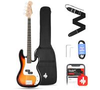 Donner Pack Bajo Electrico 4 Cuerdas Bajo Eléctrico Tamaño Completo con bolsa, correa de guitarra y cable de guitarra (Sunburst, DPB-510S)