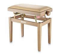 Donner Taburete de Piano Ajustable, Banco de Piano de Madera Maciza con Asiento de Piano y Cojín de Esponja de Alta Densidad, Taburete de Piano de Madera con Elevadores Metálicos, Beige