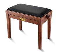 Donner Taburete de Piano Ajustable, Banco de Piano de Madera Maciza con Asiento de Piano y Cojín de Esponja de Alta Densidad, Taburete de Piano de Madera con Elevadores Metálicos, Marrón Mate.