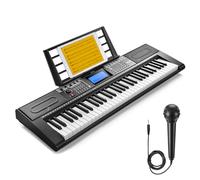 Donner Teclado Piano, teclado de piano de 61 teclas para principiantes/profesionales, piano eléctrico con micrófono y aplicación de piano, soporta MP3/USB MIDI/micrófono/inserción del pedal (DEK-610S)