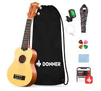 Donner- Ukelele soprano para principiantes Kit de inicio de ukelele de 21 pulgadas con lecciones en línea gratuitas Bolsa Correa Cuerda Afinador Púas Tela Ukalalee Yukalalee (natural)