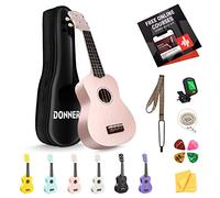 Donner Ukelele Soprano para Principiantes y Adultos, Ukulele Kit 21 Pulgadas Niños con Bolso, Correa, Afinador, Paño de Pulido con Online Inglés Lección (Rosa)