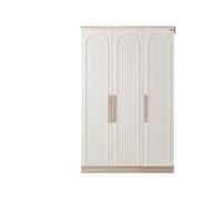 Donne's Home Armario de 3 puertas Bohemsoft - Armario espacioso de madera con cierre suave, 5 estantes interiores, diseño arco, beige, 135 x 52 x 209 cm