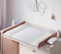 Donne's Home Cajonera con puerta Baby Elegance para dormitorio, 3 cajones y 1 puerta con cierre amortiguado, diseño elegante de rosas y beige visón, mueble seguro para niños