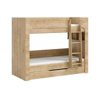 Donne's Home Mocha - Litera estrecha de 90 x 200 cm con cajón inferior, diseño compacto para habitaciones pequeñas, estructura segura con escalera y barras protectoras