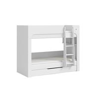 Donne's Home Varia Litera estrecha blanca 90 x 200 cm con cajón inferior, diseño ahorra espacio para habitaciones pequeñas, estructura segura con escalera y laterales protectoras