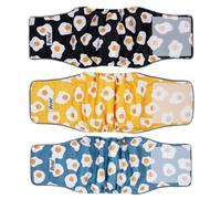 Dono Pañales lavables para perros machos, superabsorbentes, paquete de 3, pantalones sanitarios para perros pequeños, medianos y grandes (huevos fritos, L)