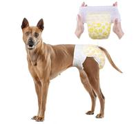 Dono Pañales para perros femeninos con cintura elástica totalmente envuelta, 8 piezas, pantalones térmicos desechables para perros, pañales para perros, pañales súper absorbentes a prueba de fugas