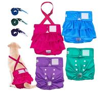 Dono Pañales reutilizables para perros hembra, rosa, azul cielo, verde, morado, XL, paquete de 4