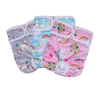 Dono Paquete de 3 pañales reutilizables para perras, pañales lavables y superabsorbentes, cómodos pañales sanitarios para perros pequeños, medianos y grandes (caballo arcoíris, XS)