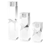 DONOUCLS Home - Juego de 3 portavelas de Cristal Transparente para Velas cónicas, centros de Mesa para decoración de Fiestas y Bodas (3.9 Pulgadas / 5.9 Pulgadas / 7.9 Pulgadas de Altura)