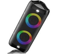 DONOW Altavoz Bluetooth Portátil, 30W Bajos Potente, 7 Luces RGB, Impermeable IPX5, 20 Horas de Reproducción, AUX, Micrófono Integrado, para Hogar, Exterior y Viaje (Negro)