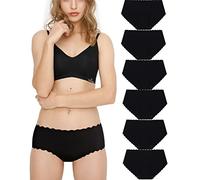 Donpapa Braguitas sin Costuras para Mujer Ropa Interior Invisible Suave de Tiro Bajo para Mujer Paquete Múltiple Elástico Bragas Cómodas 3/6 Paquetes Negro 40-42