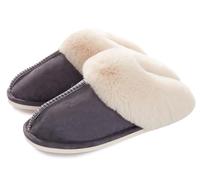 Donpapa Zapatillas de Casa para Mujer Hombre Antideslizante Fur Pantuflas Cálido Invierno Calienta Interior y Exterior Gris oscuro 42-43L (285mm)