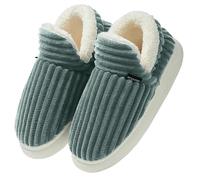 Donpapa Zapatillas de Estar por Casa Mujer Hombre Invierno Cálido Cerradas Cómodo Algodón Pantuflas con Espuma de Memoria Verde Oliva 290