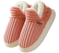Donpapa Zapatillas de Estar por Casa Mujer Hombre Invierno Cálido Cerradas Cómodo Algodón Pantuflas con Espuma de Memoria Rosa 270